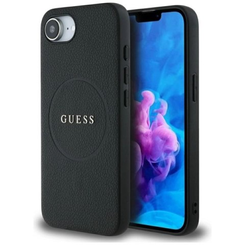 Etui Guess PU Grained Classic Logo z MagSafe na iPhone 16e - czarne Guess
