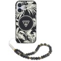 Etui Guess Palm Trees Triangle Pearl Strap MagSafe do iPhone 16 czarny Guess