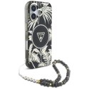 Etui Guess Palm Trees Triangle Pearl Strap MagSafe do iPhone 16 czarny Guess