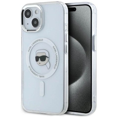 Etui Karl Lagerfeld IML Metal Karl Head MagSafe do iPhone 15 Plus biały Karl Lagerfeld