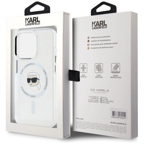 Etui Karl Lagerfeld IML Metal Karl Head MagSafe do iPhone 15 Pro biały Karl Lagerfeld
