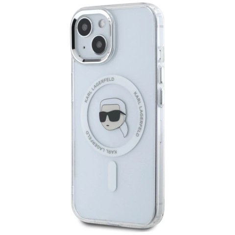 Etui Karl Lagerfeld IML Metal Karl Head MagSafe do iPhone 15 biały Karl Lagerfeld