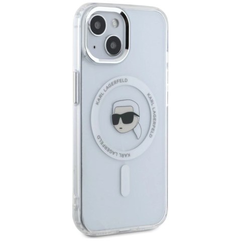 Etui Karl Lagerfeld IML Metal Karl Head MagSafe do iPhone 15 biały Karl Lagerfeld