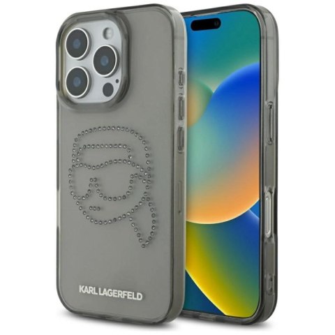 Etui Karl Lagerfeld IML Rhinestones Karl Head do iPhone 16 Pro czarny Karl Lagerfeld
