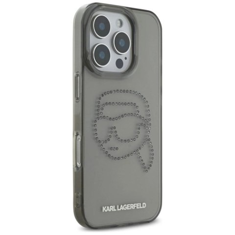 Etui Karl Lagerfeld IML Rhinestones Karl Head do iPhone 16 Pro czarny Karl Lagerfeld