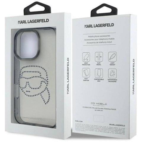 Etui Karl Lagerfeld IML Rhinestones Karl Head do iPhone 16 Pro czarny Karl Lagerfeld
