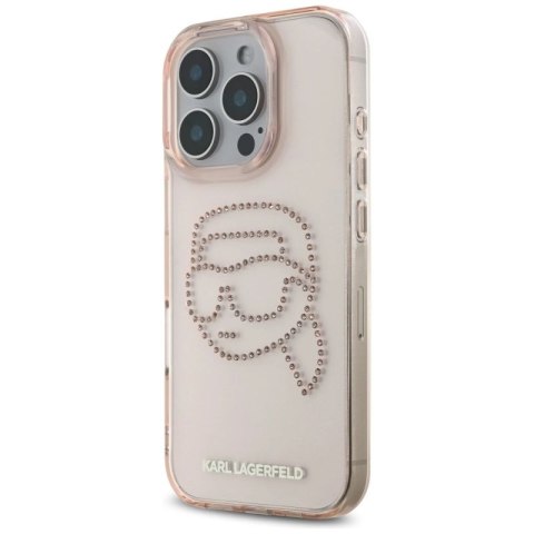 Etui Karl Lagerfeld IML Rhinestones Karl Head do iPhone 16 Pro różowy Karl Lagerfeld