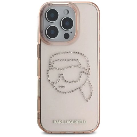 Etui Karl Lagerfeld IML Rhinestones Karl Head do iPhone 16 Pro różowy Karl Lagerfeld