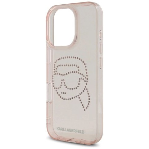 Etui Karl Lagerfeld IML Rhinestones Karl Head do iPhone 16 Pro różowy Karl Lagerfeld
