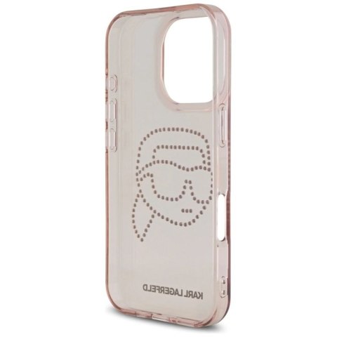 Etui Karl Lagerfeld IML Rhinestones Karl Head do iPhone 16 Pro różowy Karl Lagerfeld