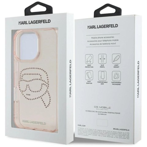 Etui Karl Lagerfeld IML Rhinestones Karl Head do iPhone 16 Pro różowy Karl Lagerfeld