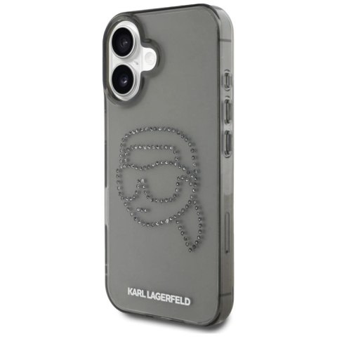 Etui Karl Lagerfeld IML Rhinestones Karl Head do iPhone 16 czarny Karl Lagerfeld
