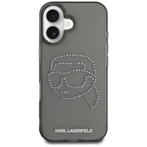Etui Karl Lagerfeld IML Rhinestones Karl Head do iPhone 16 czarny Karl Lagerfeld