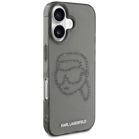 Etui Karl Lagerfeld IML Rhinestones Karl Head do iPhone 16 czarny Karl Lagerfeld