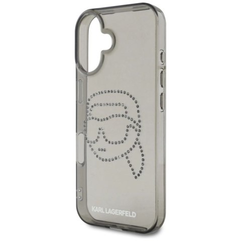 Etui Karl Lagerfeld IML Rhinestones Karl Head do iPhone 16 czarny Karl Lagerfeld