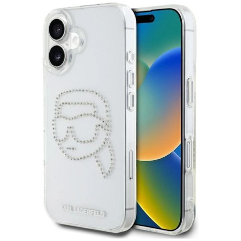 Etui Karl Lagerfeld IML Rhinestones Karl Head do iPhone 16 przezroczysty Karl Lagerfeld