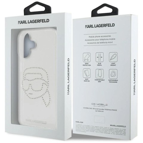 Etui Karl Lagerfeld IML Rhinestones Karl Head do iPhone 16 przezroczysty Karl Lagerfeld