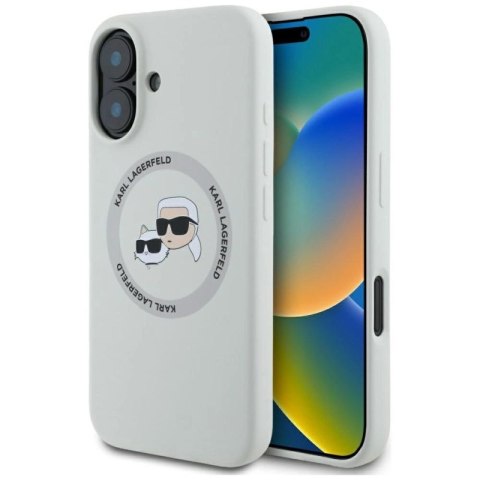 Etui Karl Lagerfeld Silicone Double Heads And Circle MagSafe do iPhone 16 beżowy Karl Lagerfeld