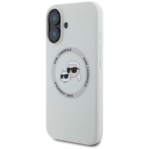 Etui Karl Lagerfeld Silicone Double Heads And Circle MagSafe do iPhone 16 beżowy Karl Lagerfeld