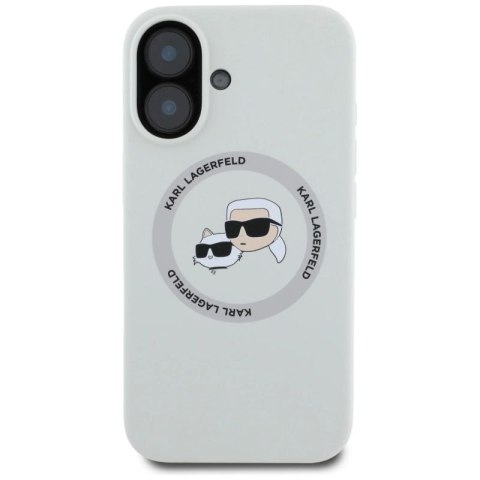 Etui Karl Lagerfeld Silicone Double Heads And Circle MagSafe do iPhone 16 beżowy Karl Lagerfeld