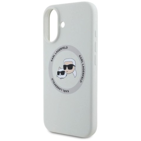 Etui Karl Lagerfeld Silicone Double Heads And Circle MagSafe do iPhone 16 beżowy Karl Lagerfeld