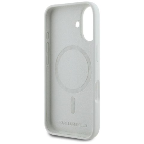 Etui Karl Lagerfeld Silicone Double Heads And Circle MagSafe do iPhone 16 beżowy Karl Lagerfeld