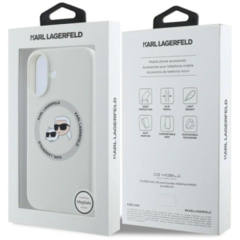 Etui Karl Lagerfeld Silicone Double Heads And Circle MagSafe do iPhone 16 beżowy Karl Lagerfeld