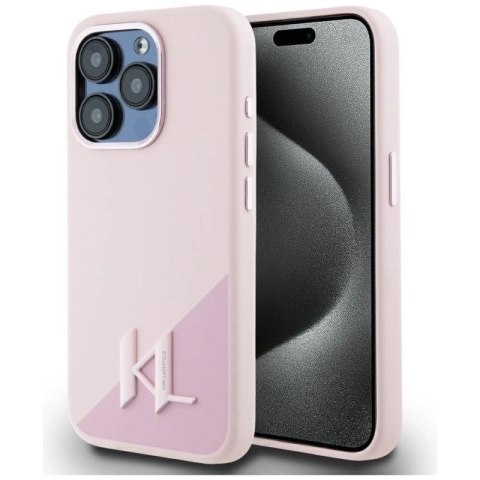Etui Karl Lagerfeld Silicone Shadow Metal Initial MagSafe do iPhone 15 Pro Max różowy Karl Lagerfeld