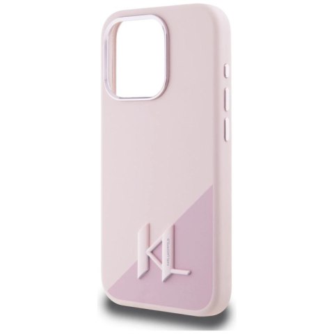Etui Karl Lagerfeld Silicone Shadow Metal Initial MagSafe do iPhone 15 Pro Max różowy Karl Lagerfeld