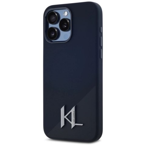 Etui Karl Lagerfeld Silicone Shadow Metal Initial MagSafe do iPhone 15 Pro czarny Karl Lagerfeld