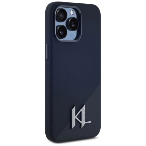 Etui Karl Lagerfeld Silicone Shadow Metal Initial MagSafe do iPhone 15 Pro czarny Karl Lagerfeld