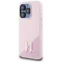 Etui Karl Lagerfeld Silicone Shadow Metal Initial MagSafe do iPhone 15 Pro różowy Karl Lagerfeld