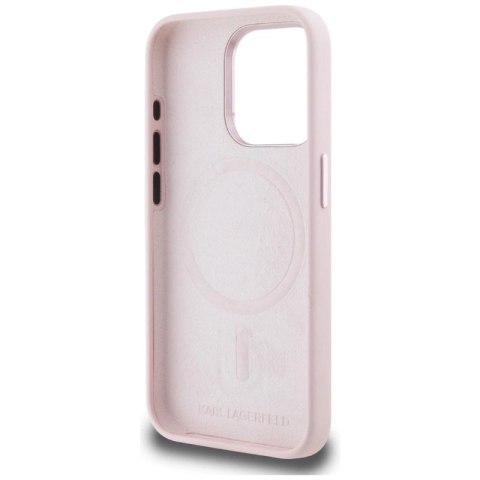 Etui Karl Lagerfeld Silicone Shadow Metal Initial MagSafe do iPhone 15 Pro różowy Karl Lagerfeld