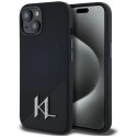 Etui Karl Lagerfeld Silicone Shadow Metal Initial MagSafe do iPhone 15 czarny Karl Lagerfeld