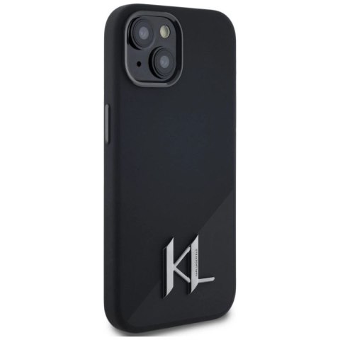 Etui Karl Lagerfeld Silicone Shadow Metal Initial MagSafe do iPhone 15 czarny Karl Lagerfeld