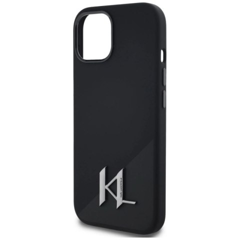 Etui Karl Lagerfeld Silicone Shadow Metal Initial MagSafe do iPhone 15 czarny Karl Lagerfeld