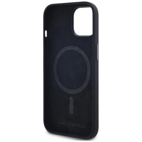 Etui Karl Lagerfeld Silicone Shadow Metal Initial MagSafe do iPhone 15 czarny Karl Lagerfeld