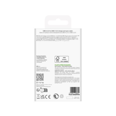 Kabel Puro 10W TPE USB-A - USB-C 2m - biały Puro