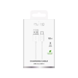 Kabel Puro TPE 10W USB-A - USB-C 3m - biały Puro