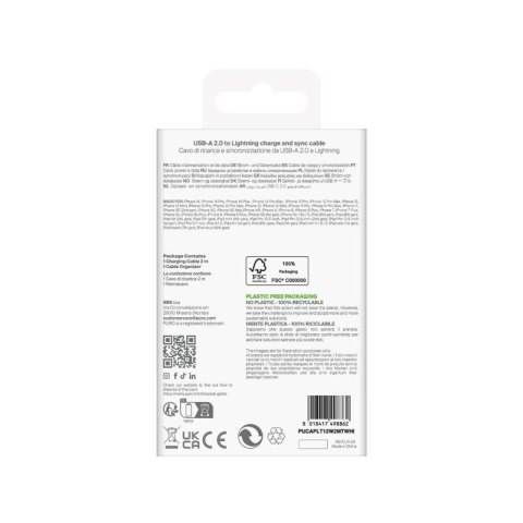 Kabel Puro TPE 12W USB-A - Lightning 2m - biały Puro