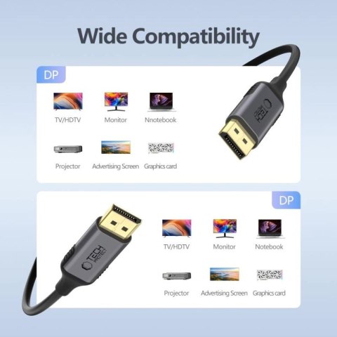 Kabel Tech-Protect UltraBoost DisplayPort do DisplayPort 1.4 4K 60Hz 2m - czarny Tech-Protect