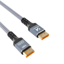 Kabel Wozinsky WPS-16AYL2S DisplayPort 2.1 Certyfikowany VESA 80 Gb/s 16K@60Hz 8K@120Hz 4K@240Hz HDR HDCP DSC 2m - czarny Wozinsky
