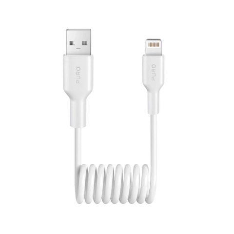 Kabel spiralny Puro 12W USB-A - Lightning 1m - biały Puro