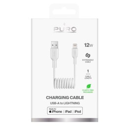 Kabel spiralny Puro 12W USB-A - Lightning 1m - biały Puro
