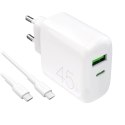 Ładowarka Puro Daily Prolite 45W USB-C USB-A Power Delivery z kablem USB-C - biała Puro