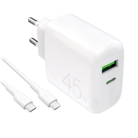 Ładowarka Puro Daily Prolite 45W USB-C USB-A Power Delivery z kablem USB-C - biała Puro