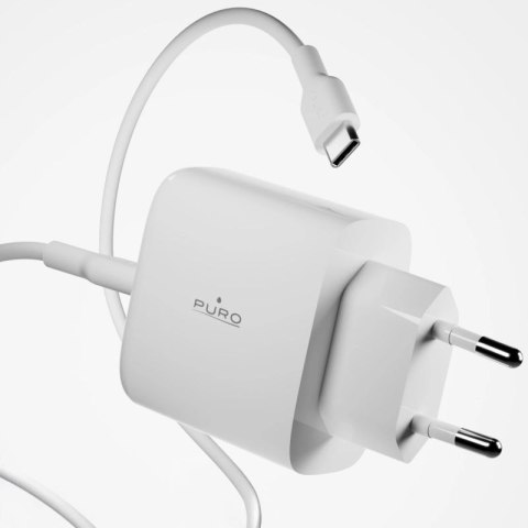 Ładowarka Puro Daily Prolite 45W USB-C USB-A Power Delivery z kablem USB-C - biała Puro