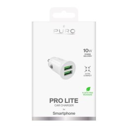 Ładowarka samochodowa Puro Pro Lite 2x USB-A 10W - biała Puro