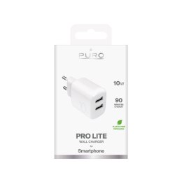 Ładowarka sieciowa Puro PROLITE 10W 2x USB-A - biała Puro