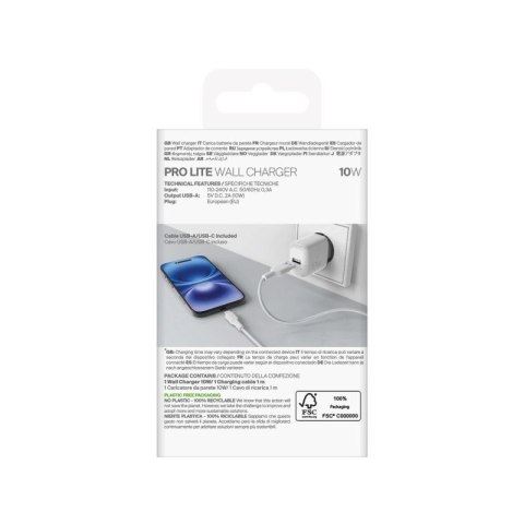 Ładowarka sieciowa Puro PROLITE 10W USB-A + kabel USB-A - USB-C 1.2m - biała Puro